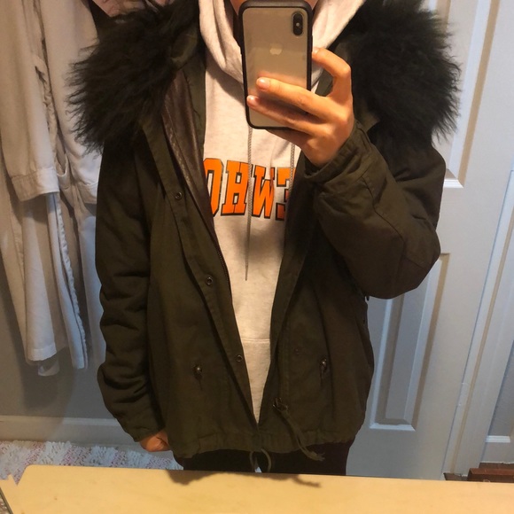 Mr and Mrs Italy Army Green Mini Parka - Picture 2 of 3